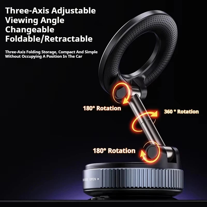 Xiaomi Magsafe Car Phone Holder Suction Cup Vacuum Magnetic Phone Stand 360° Rotatable and Foldable Suction Cup Phone Holder